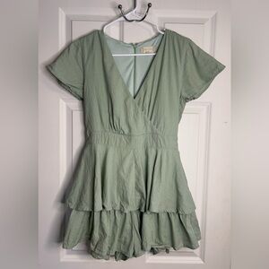 Altar'd‎ State Light Green Tiered Romper
